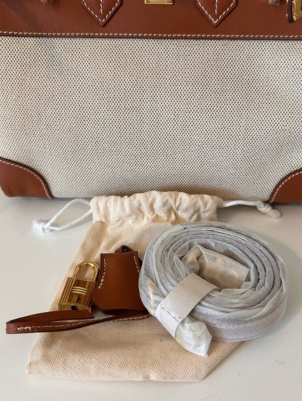 25cm Leather & Canvas Combo Brown Satchel - Picture 10 of 10